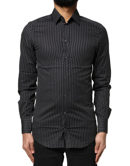 Dolce & Gabbana Black GOLD Patterned Cotton Men Dress Shirt by Dolce & Gabbana