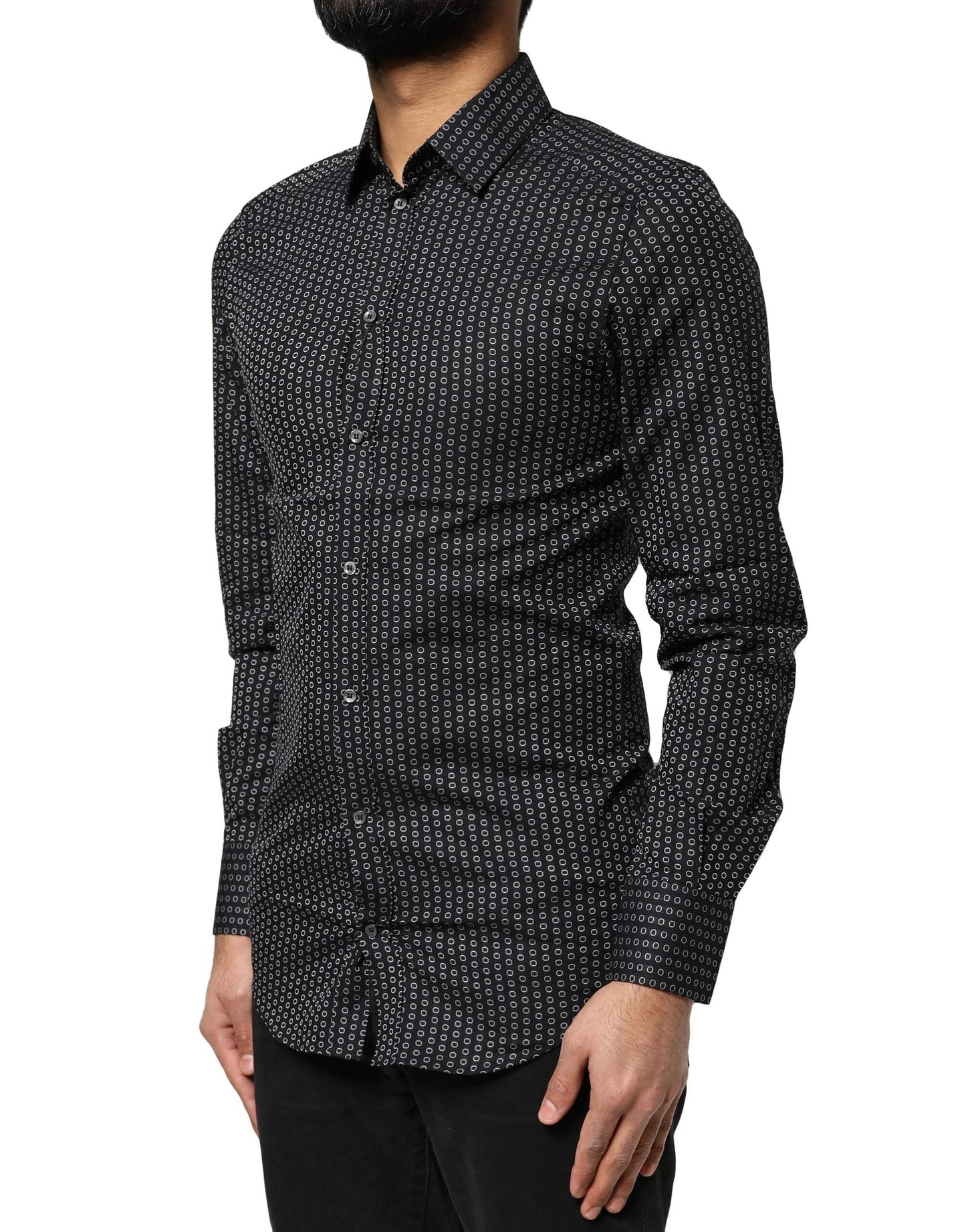 Dolce & Gabbana Black GOLD Patterned Cotton Men Dress Shirt by Dolce & Gabbana