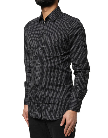 Dolce & Gabbana Black GOLD Patterned Cotton Men Dress Shirt by Dolce & Gabbana