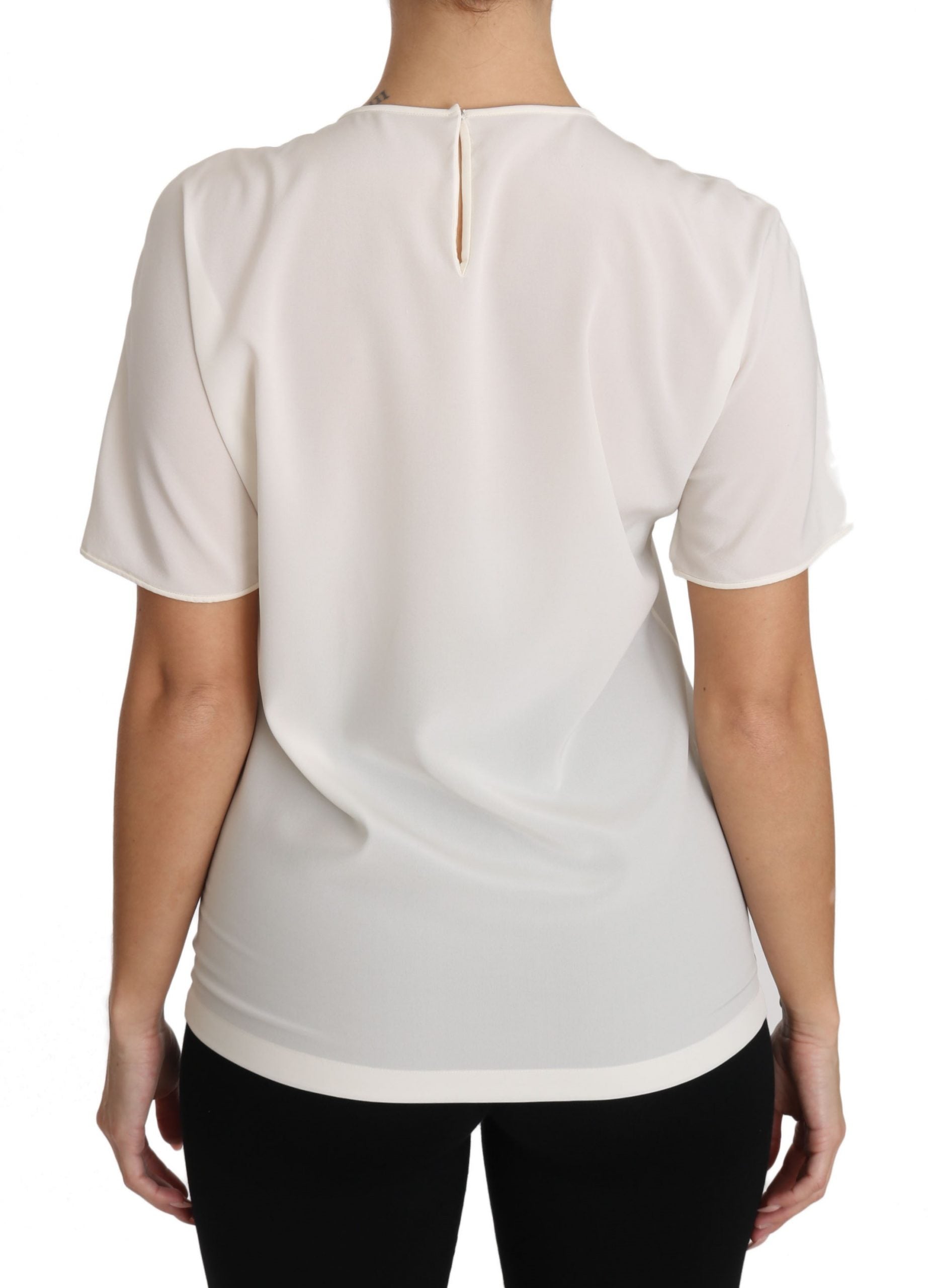 Dolce & Gabbana White Silk Stretch #dgfamily T-shirt by Dolce & Gabbana