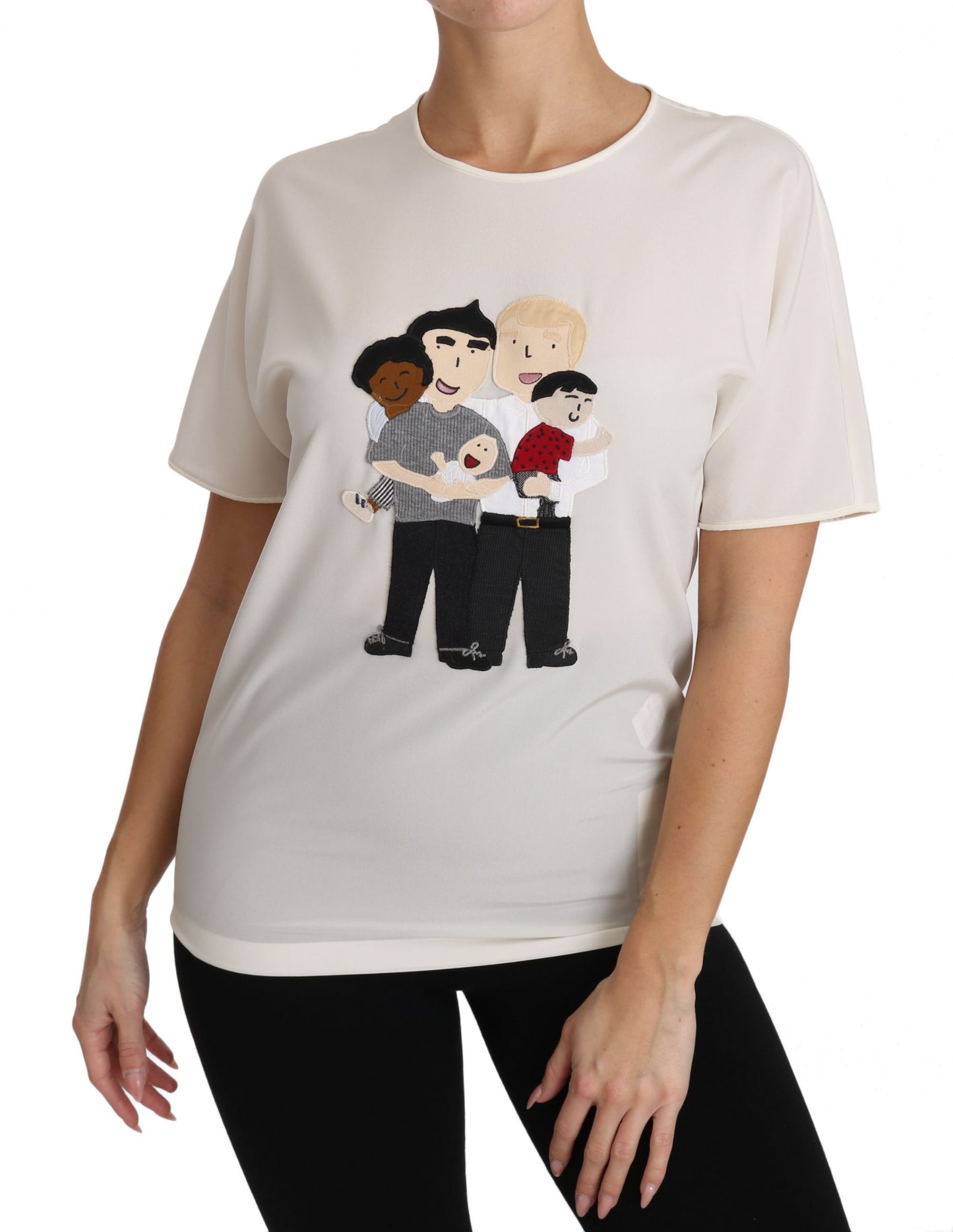 Dolce & Gabbana White Silk Stretch #dgfamily T-shirt by Dolce & Gabbana