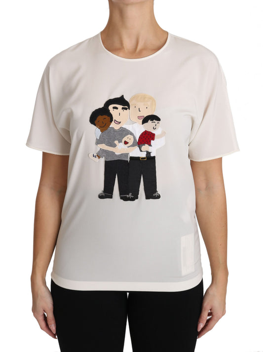 Dolce & Gabbana White Silk Stretch #dgfamily T-shirt by Dolce & Gabbana