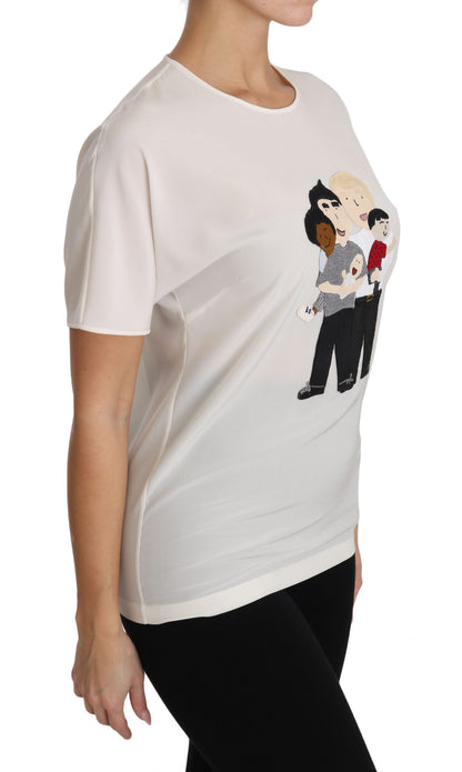 Dolce & Gabbana White Silk Stretch #dgfamily T-shirt by Dolce & Gabbana