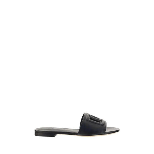 Dolce & Gabbana Black Calf Leather Bos Taurus Sandals by Dolce & Gabbana