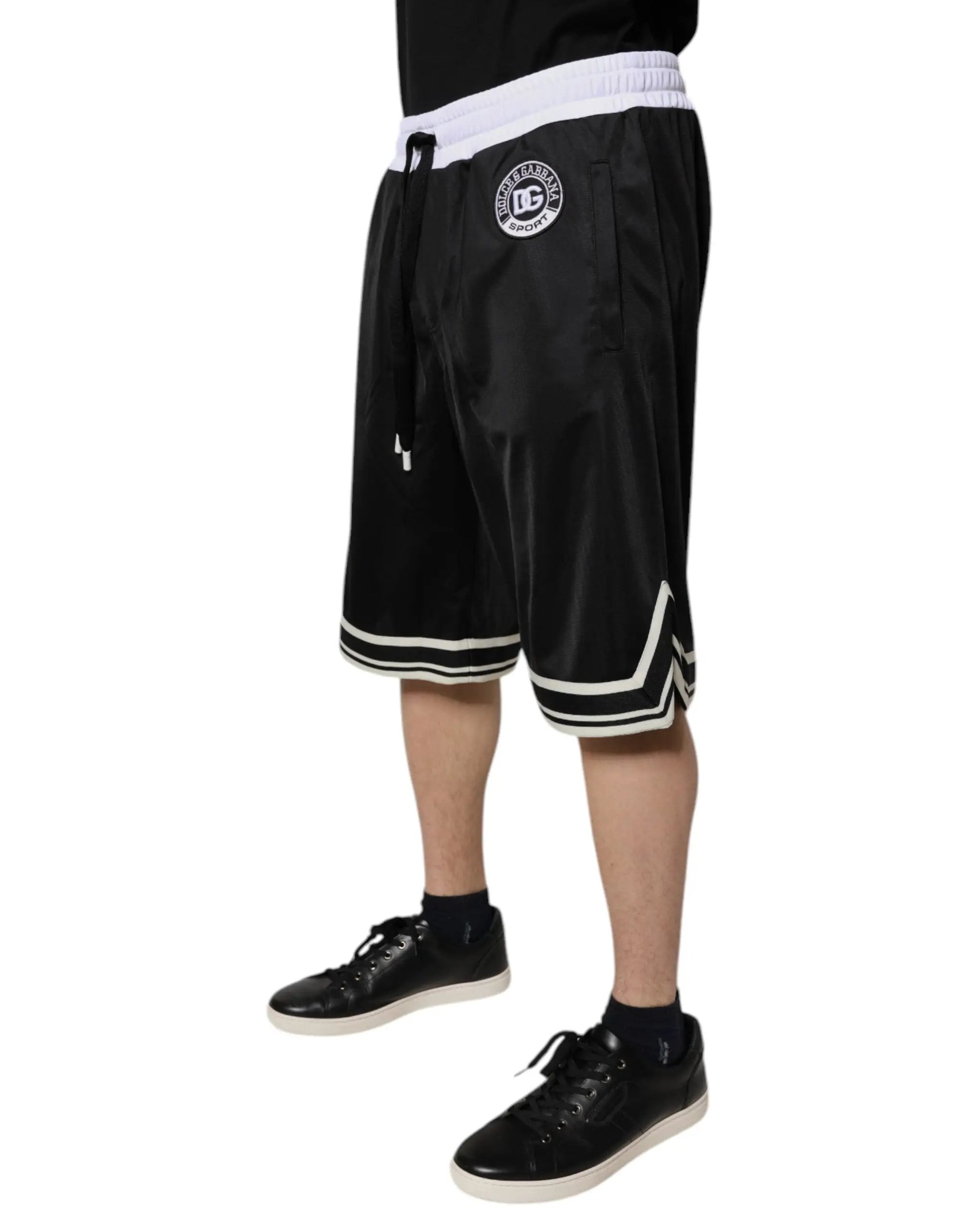 Dolce & Gabbana Black White Men Bermuda Sweatshorts Shorts by Dolce & Gabbana