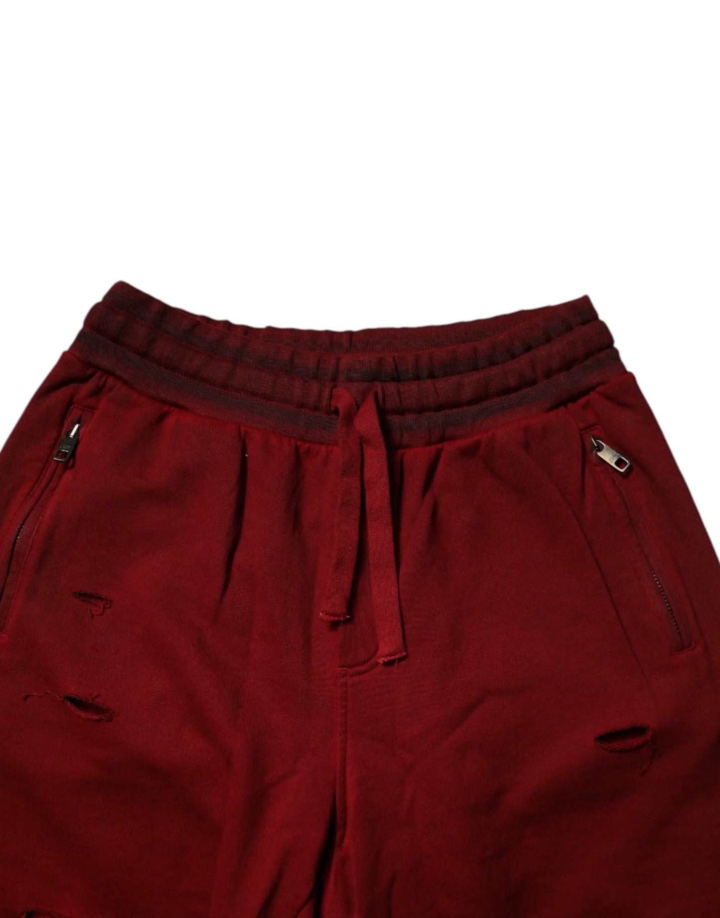Dolce & Gabbana Maroon Rip Style Bermuda Sweatshorts Shorts by Dolce & Gabbana