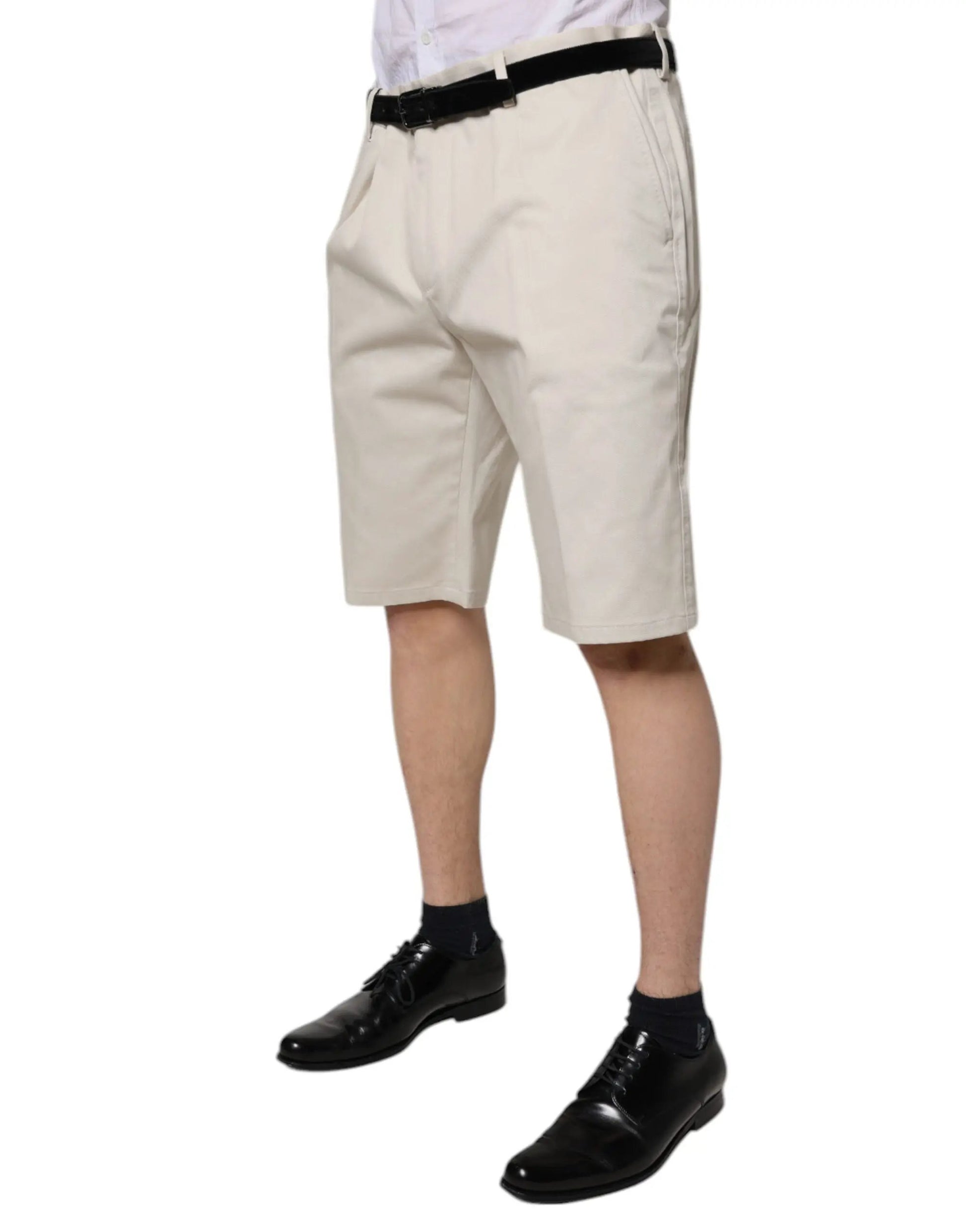 Dolce & Gabbana Beige Cotton Stretch Mid Waist Bermuda Shorts by Dolce & Gabbana