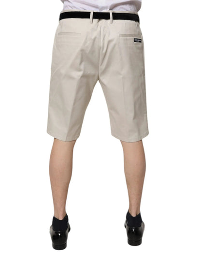 Dolce & Gabbana Beige Cotton Stretch Mid Waist Bermuda Shorts by Dolce & Gabbana