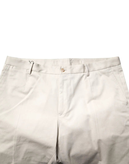 Dolce & Gabbana Beige Cotton Stretch Mid Waist Bermuda Shorts by Dolce & Gabbana