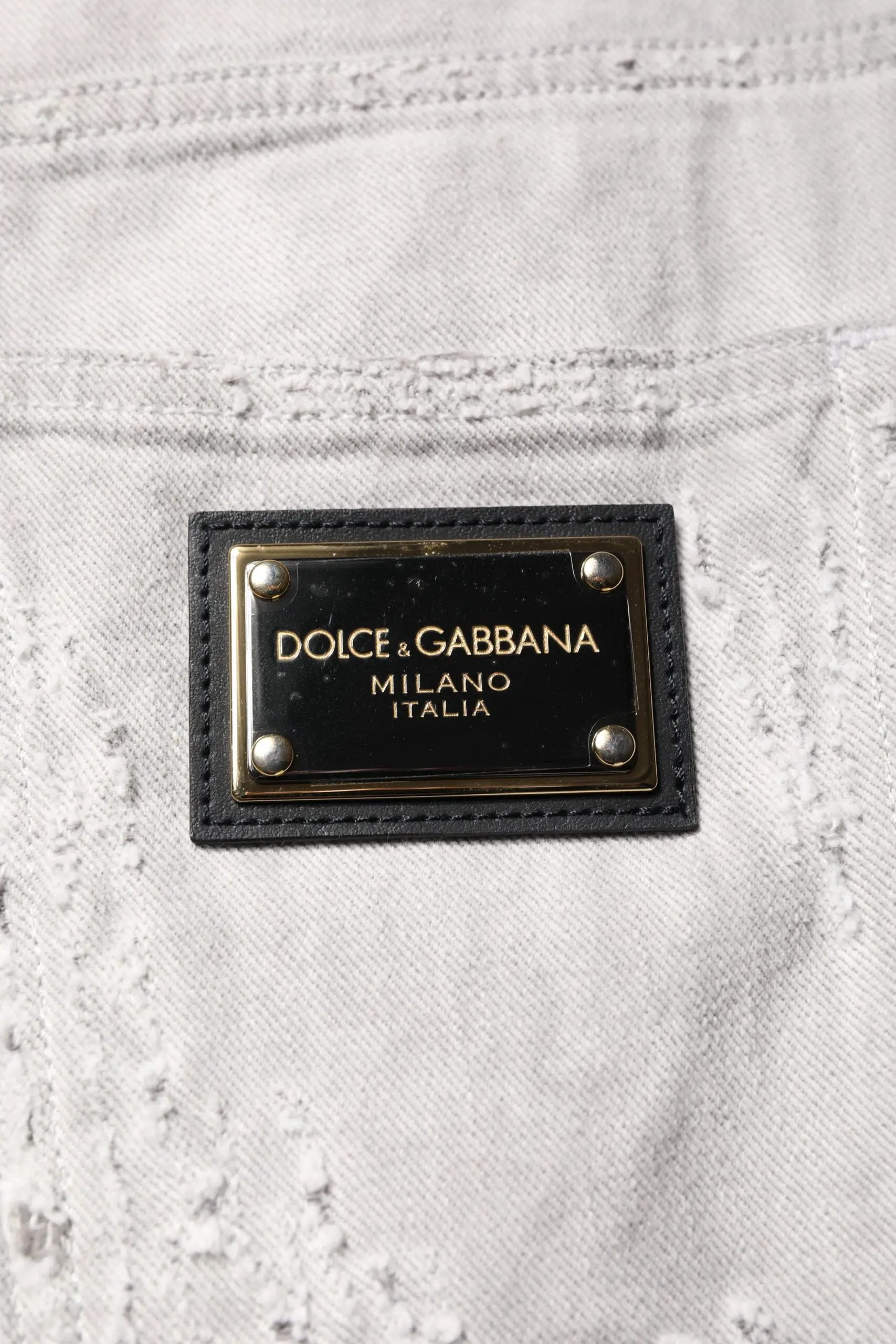 Dolce & Gabbana Light Gray Tattered Men Denim Bermuda Shorts by Dolce & Gabbana