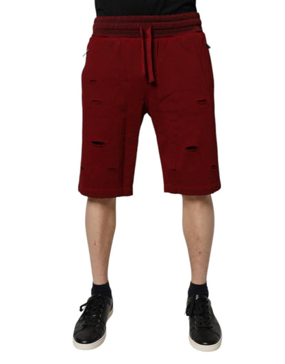 Dolce & Gabbana Bordeaux Cotton Bermuda Men Sweatshorts Shorts by Dolce & Gabbana