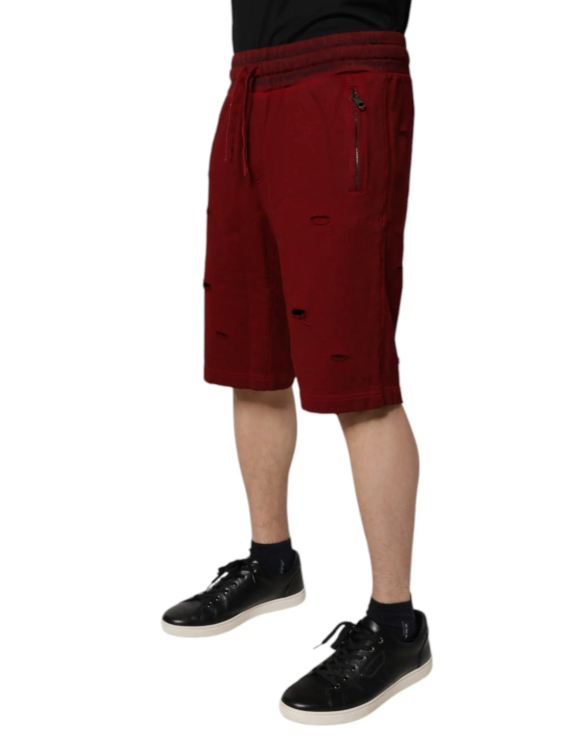 Dolce & Gabbana Bordeaux Cotton Bermuda Men Sweatshorts Shorts by Dolce & Gabbana