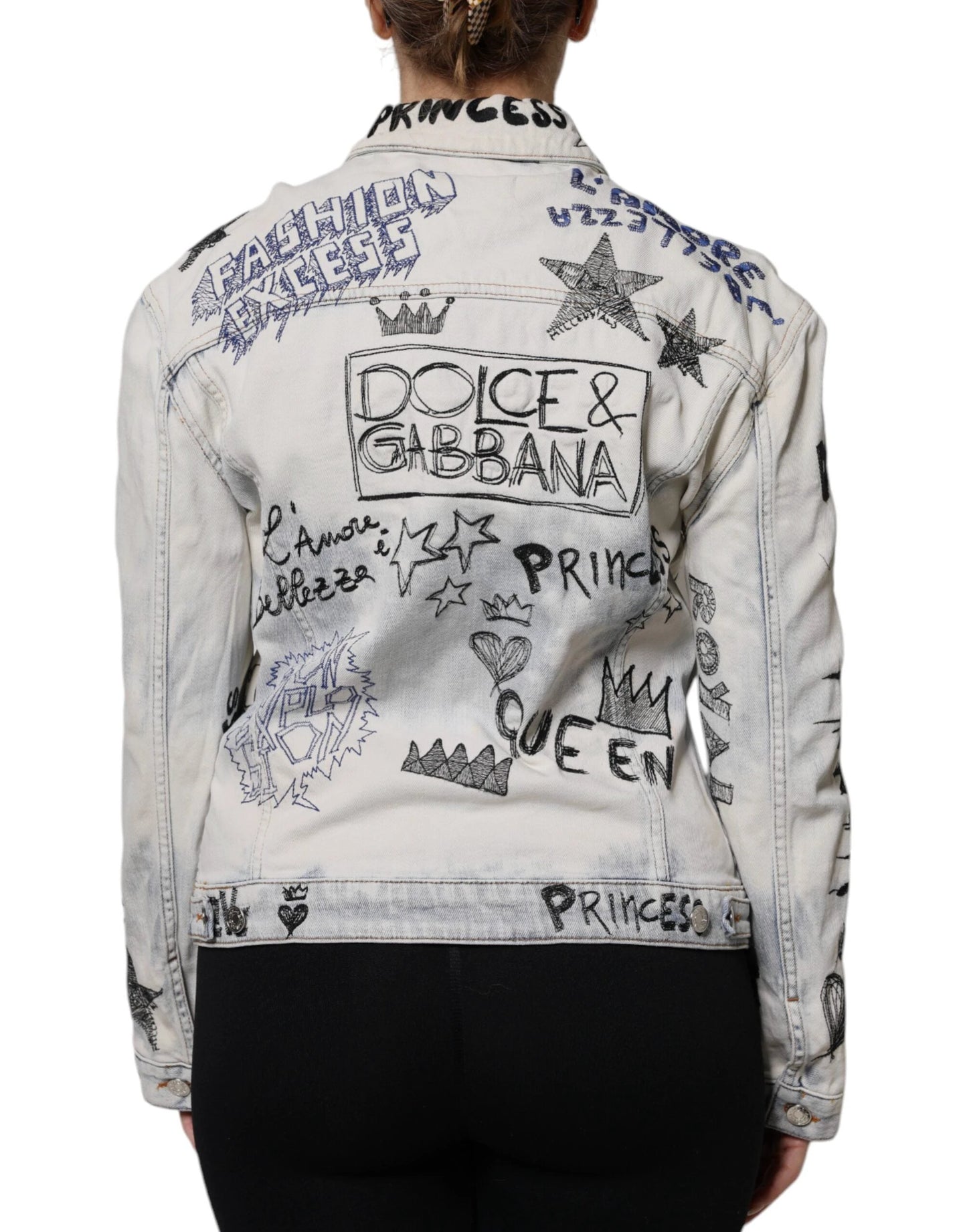Dolce & Gabbana Light Blue Graffiti Button Down Denim Jacket by Dolce & Gabbana