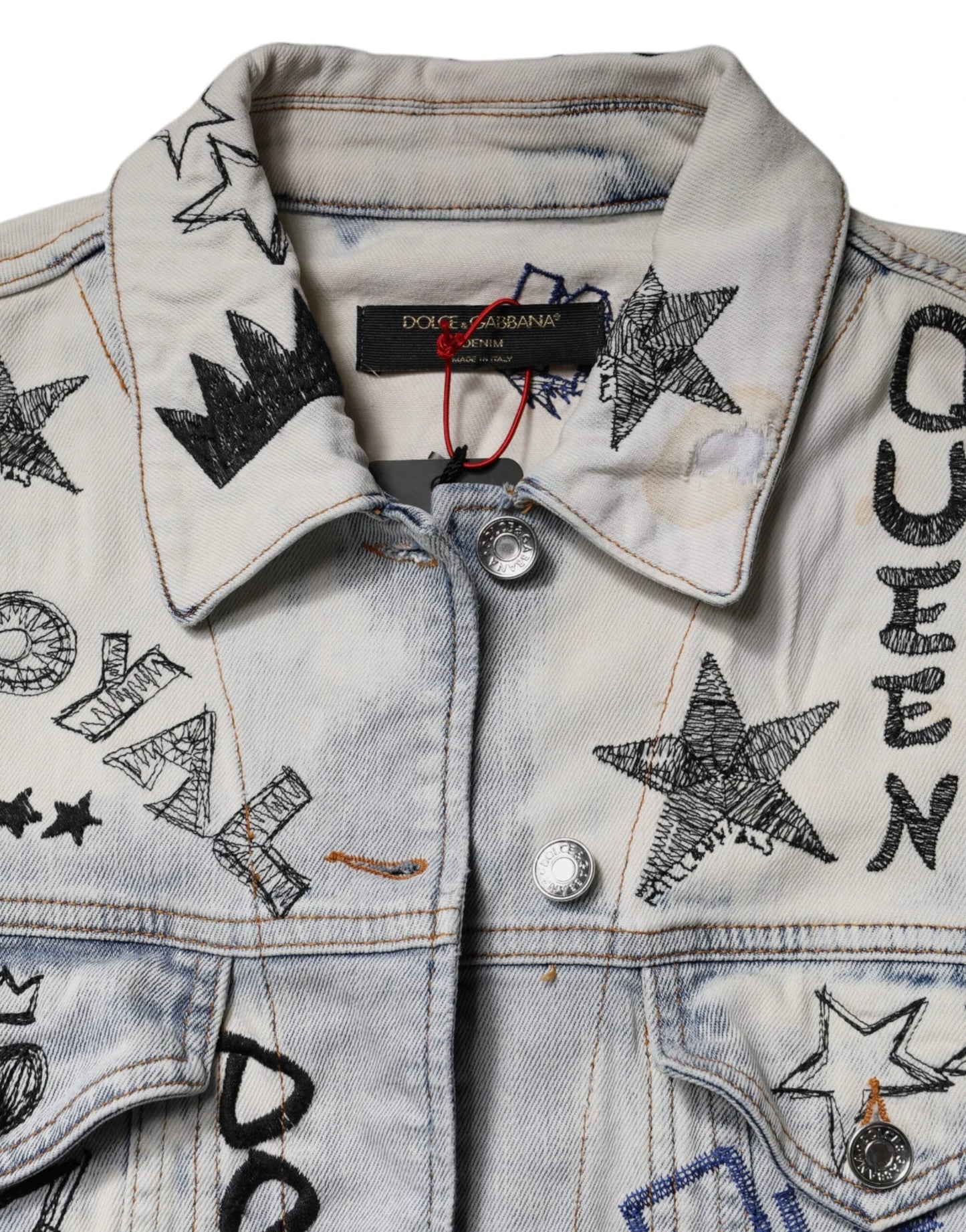 Dolce & Gabbana Light Blue Graffiti Button Down Denim Jacket by Dolce & Gabbana
