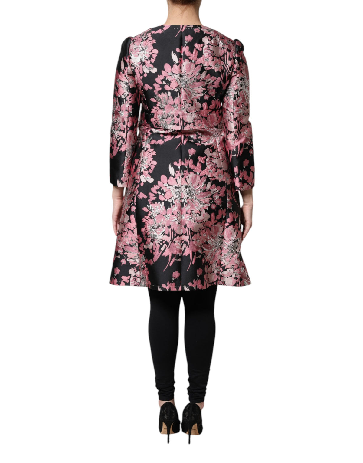 Trench Dolce & Gabbana femme en brocart fleuri rose et noir – JKT41386