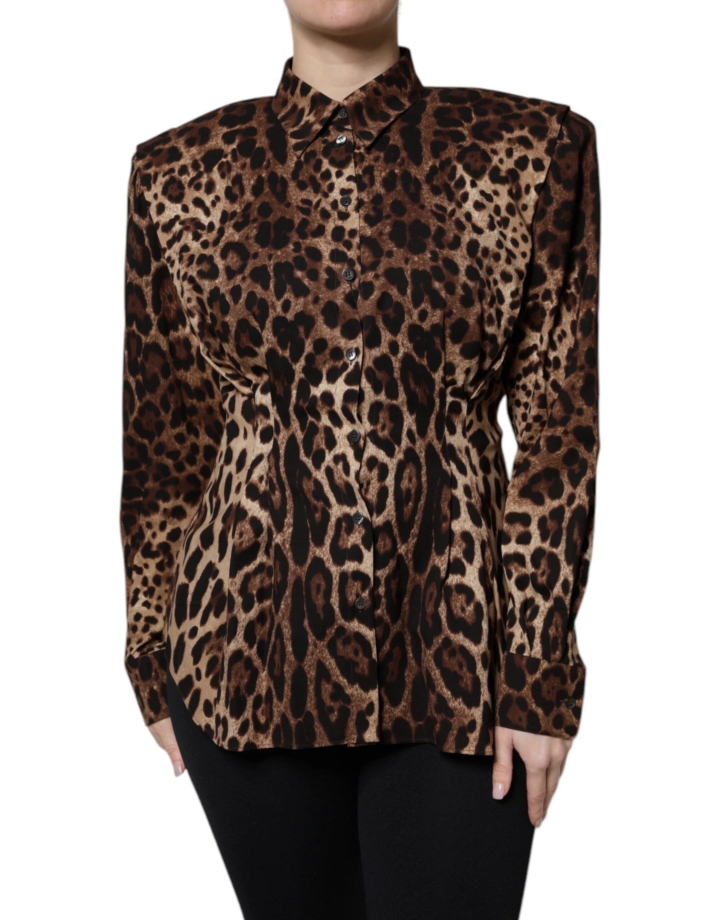 Dolce & Gabbana Brown Leopard Silk Button Down Coat Jacket by Dolce & Gabbana