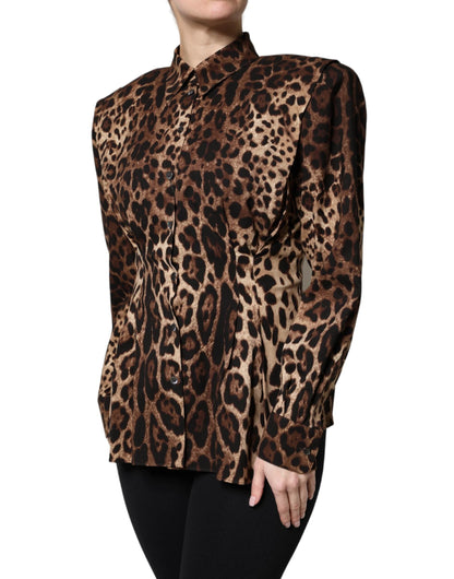 Dolce & Gabbana Brown Leopard Silk Button Down Coat Jacket by Dolce & Gabbana