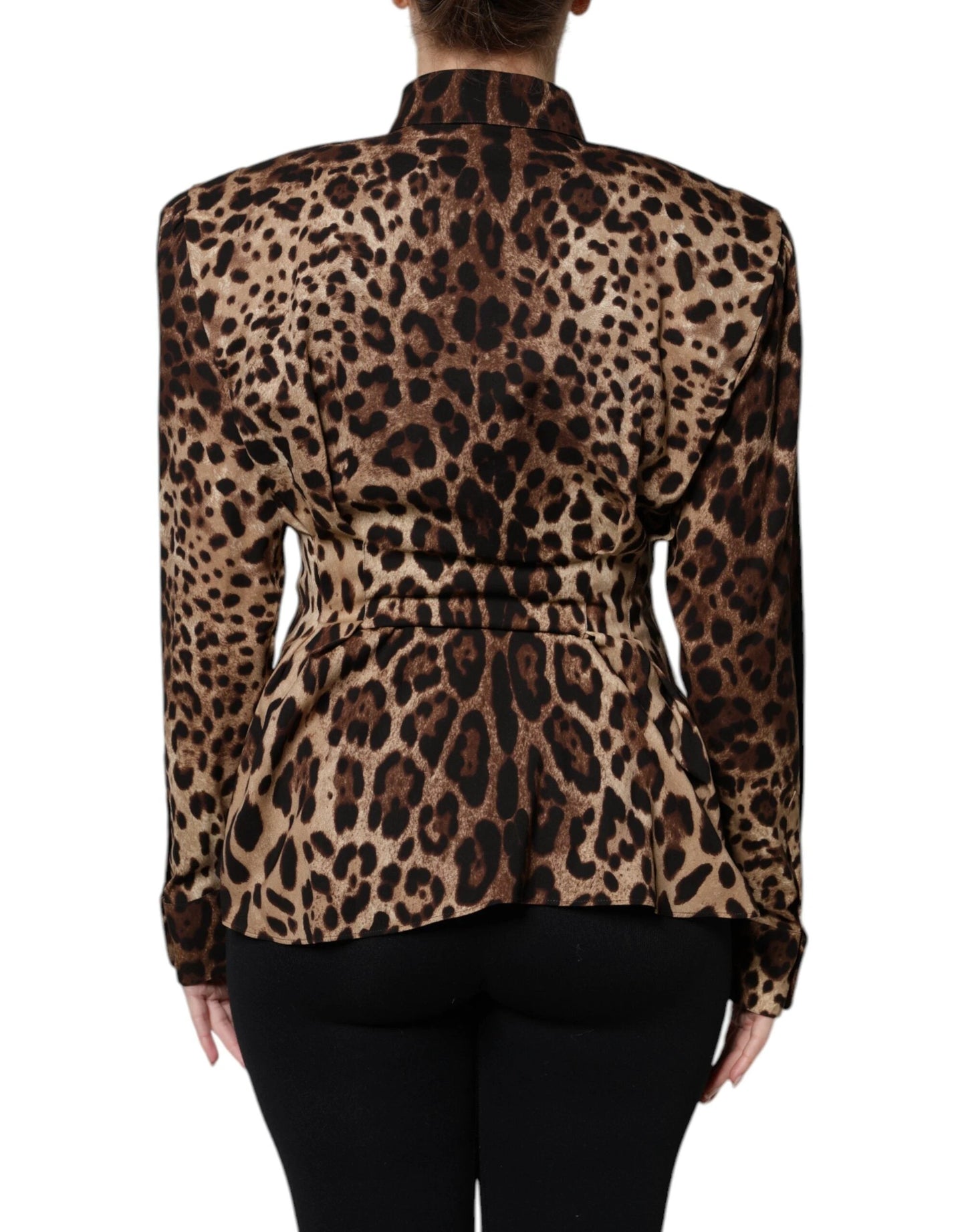 Dolce & Gabbana Brown Leopard Silk Button Down Coat Jacket by Dolce & Gabbana