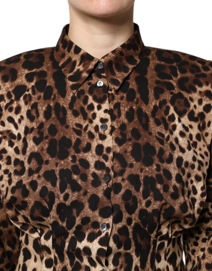 Dolce & Gabbana Brown Leopard Silk Button Down Coat Jacket by Dolce & Gabbana