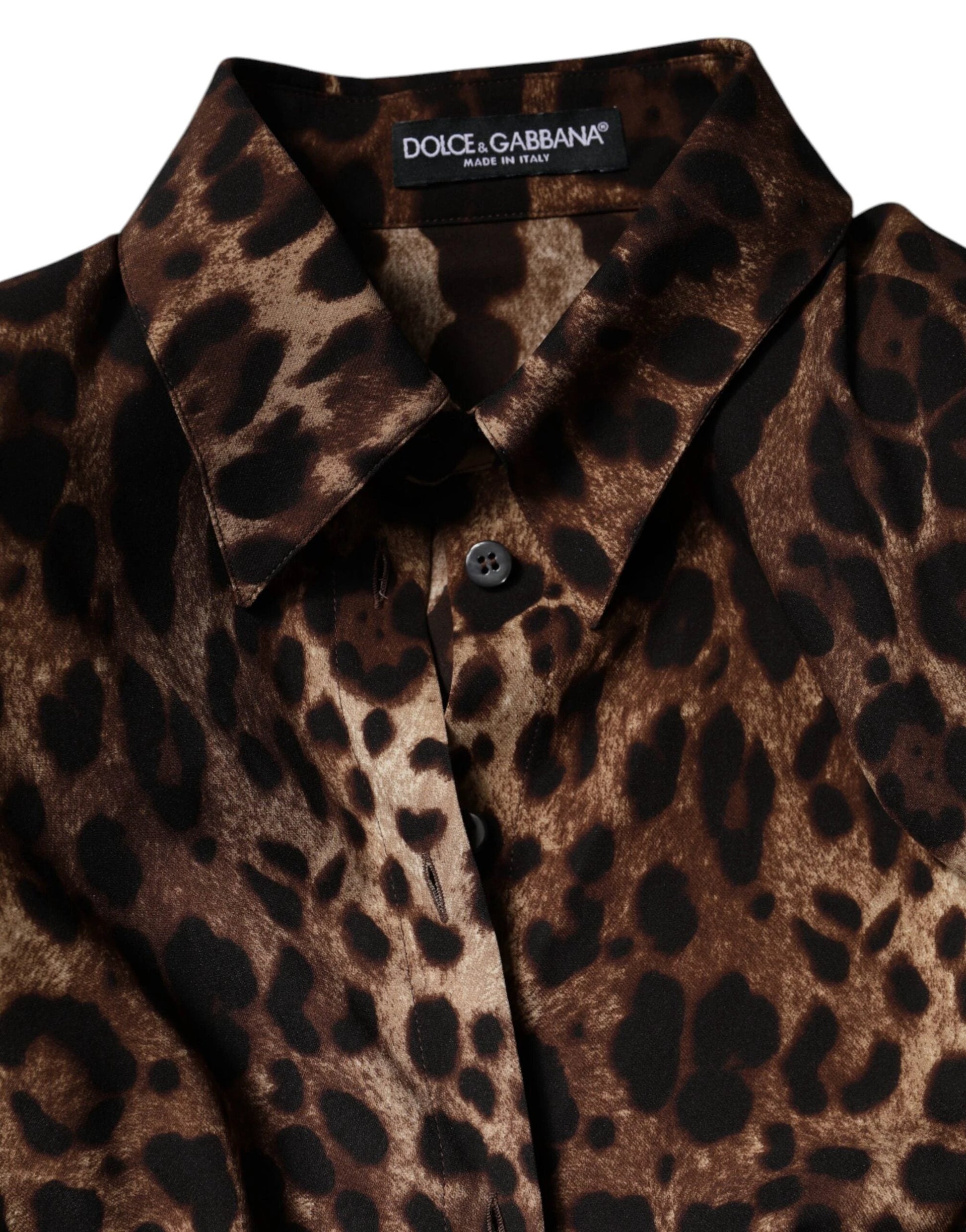 Dolce & Gabbana Brown Leopard Silk Button Down Coat Jacket by Dolce & Gabbana