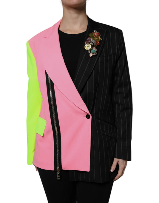 Dolce & Gabbana Multicolor Patchwork Embellished Coat Jacket by Dolce & Gabbana
