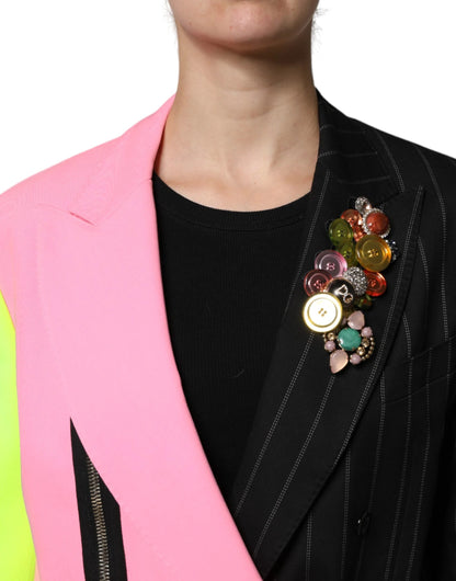 Dolce & Gabbana Multicolor Patchwork Embellished Coat Jacket by Dolce & Gabbana