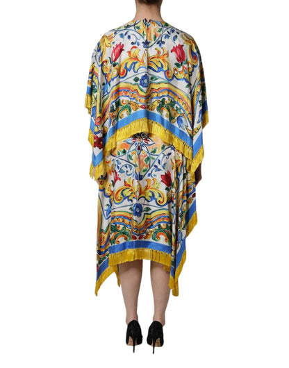 Dolce & Gabbana Multicolor Majolica Kaftan Short Sleeves Maxi Dress by Dolce & Gabbana