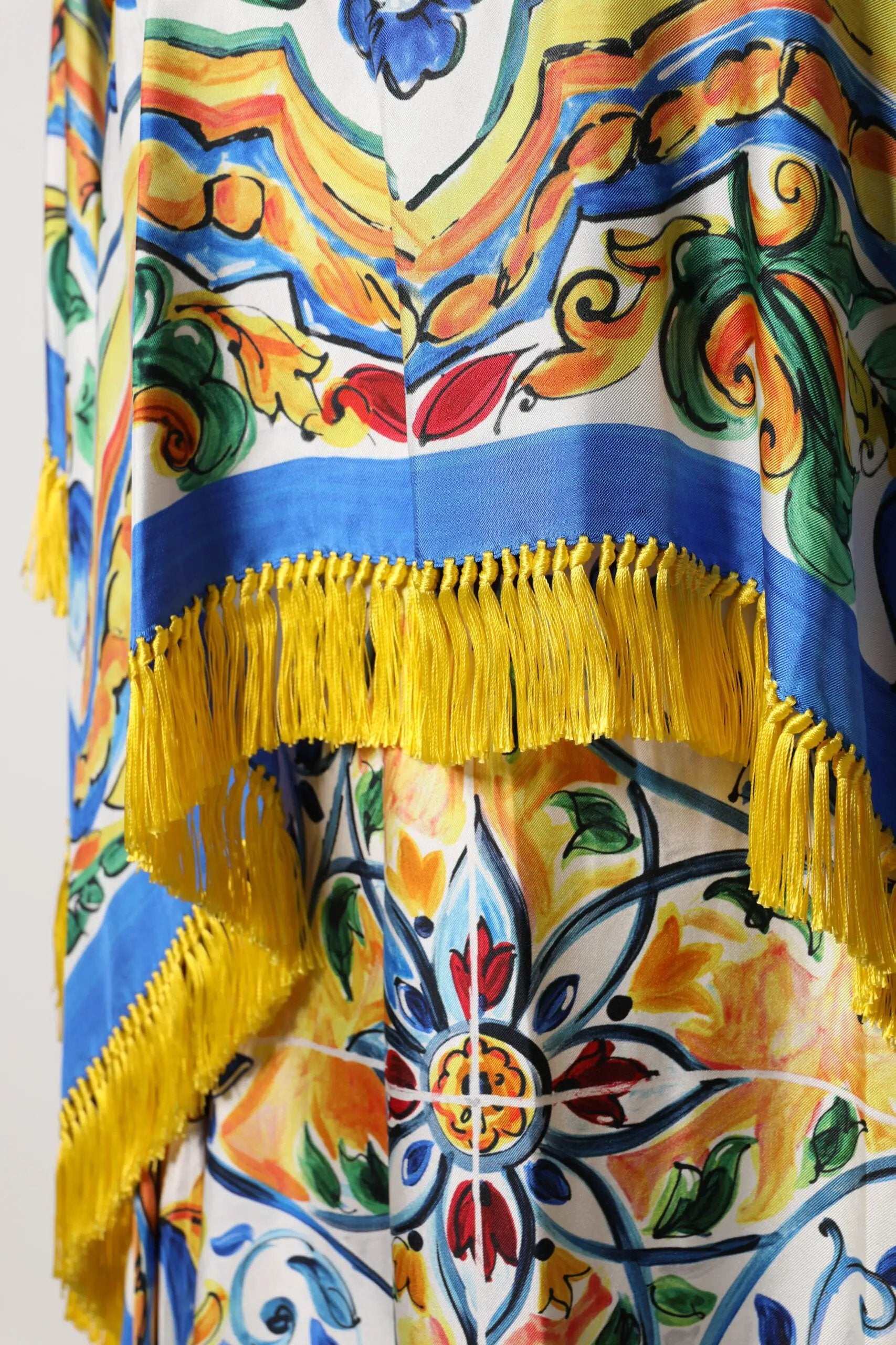 Dolce & Gabbana Multicolor Majolica Kaftan Short Sleeves Maxi Dress by Dolce & Gabbana