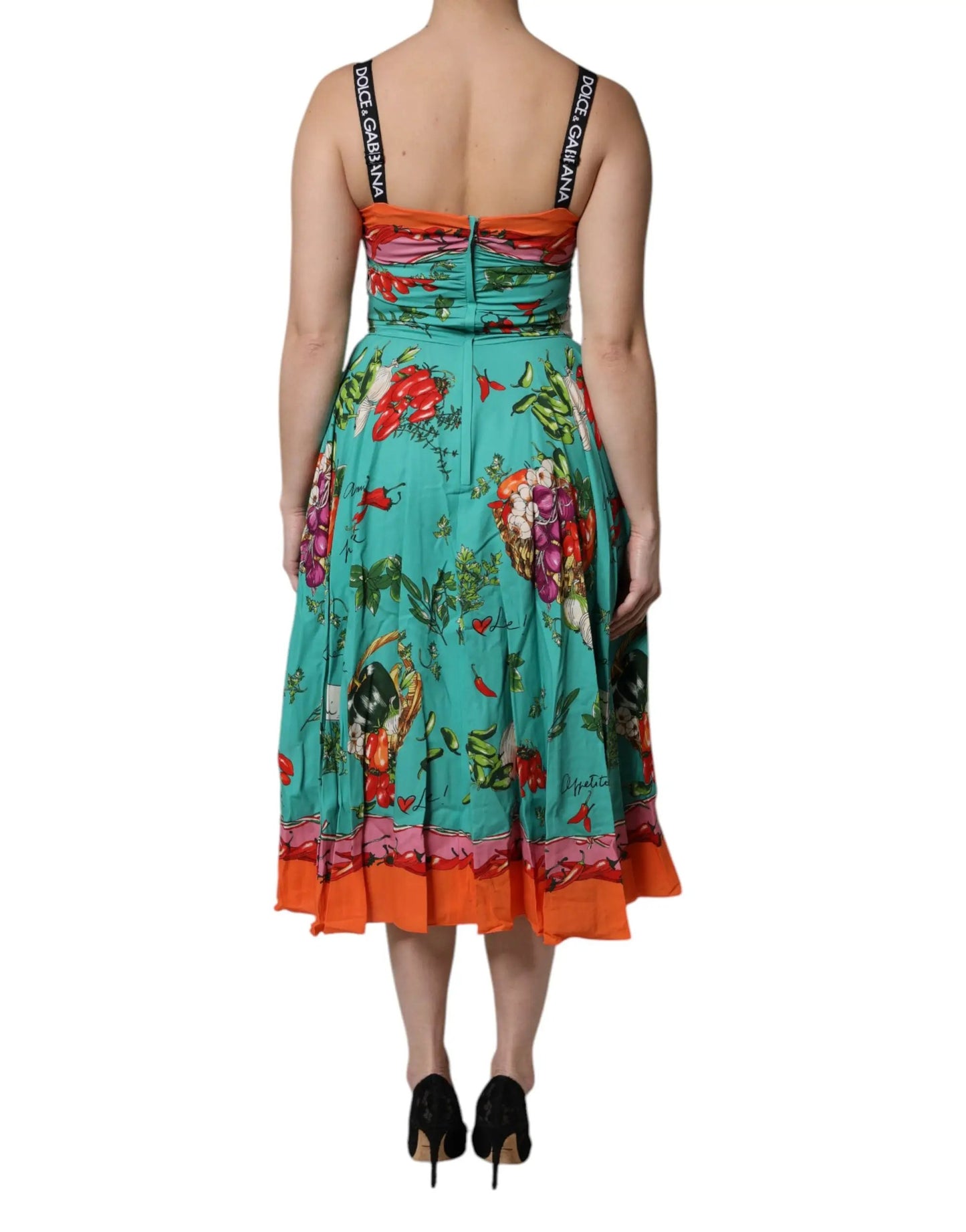 Dolce & Gabbana Multicolor Printed Silk Sleeveless Midi Dress by Dolce & Gabbana