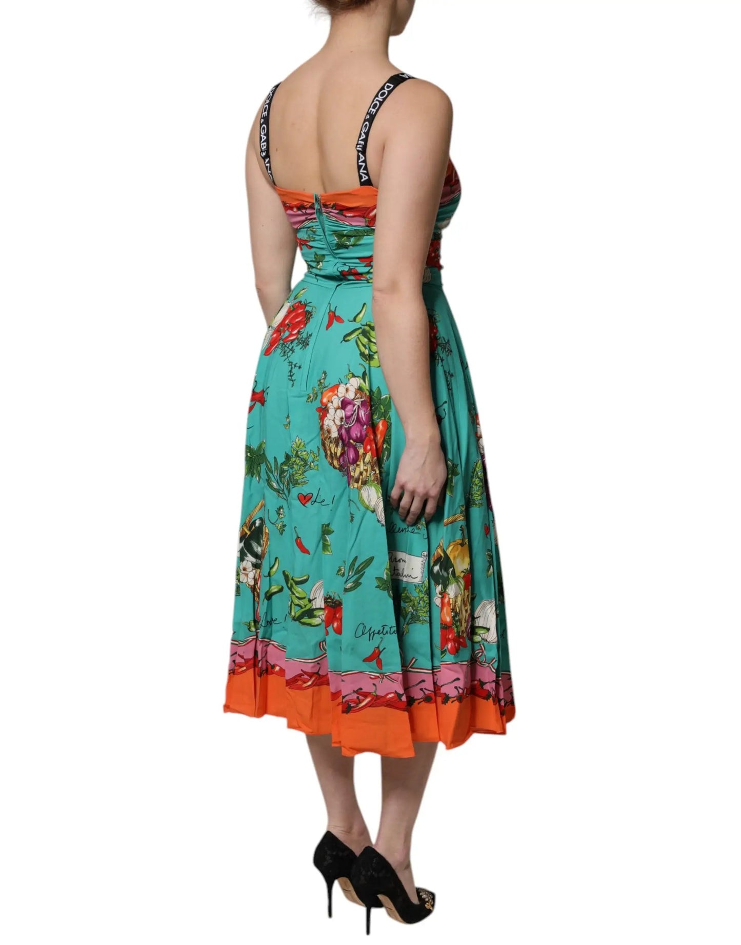 Dolce & Gabbana Multicolor Printed Silk Sleeveless Midi Dress by Dolce & Gabbana