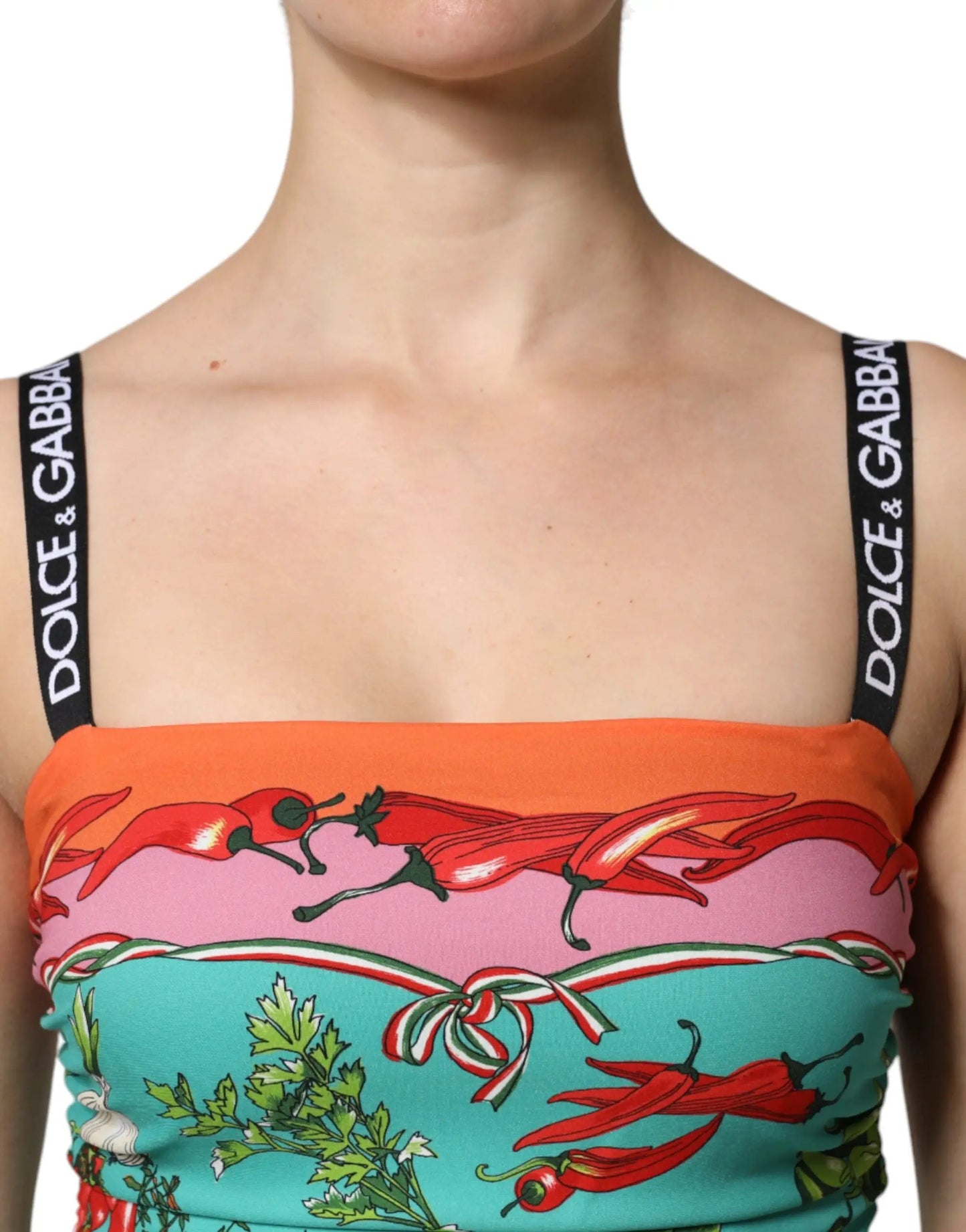 Dolce & Gabbana Multicolor Printed Silk Sleeveless Midi Dress by Dolce & Gabbana