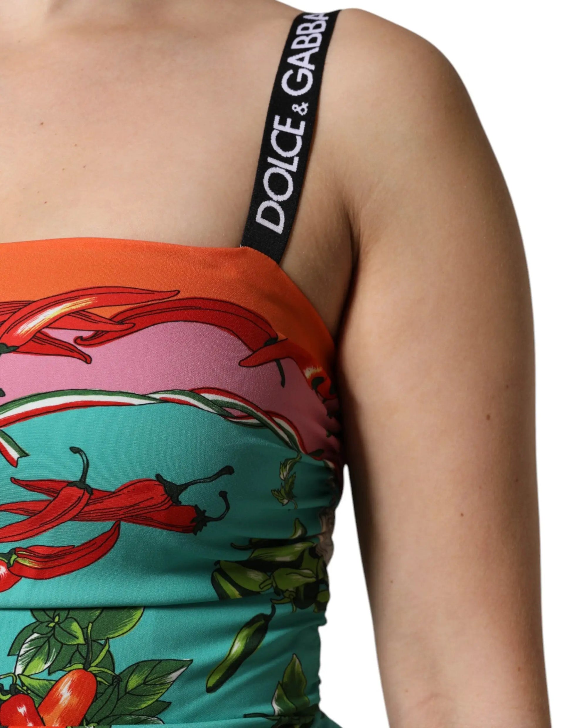 Dolce & Gabbana Multicolor Printed Silk Sleeveless Midi Dress by Dolce & Gabbana