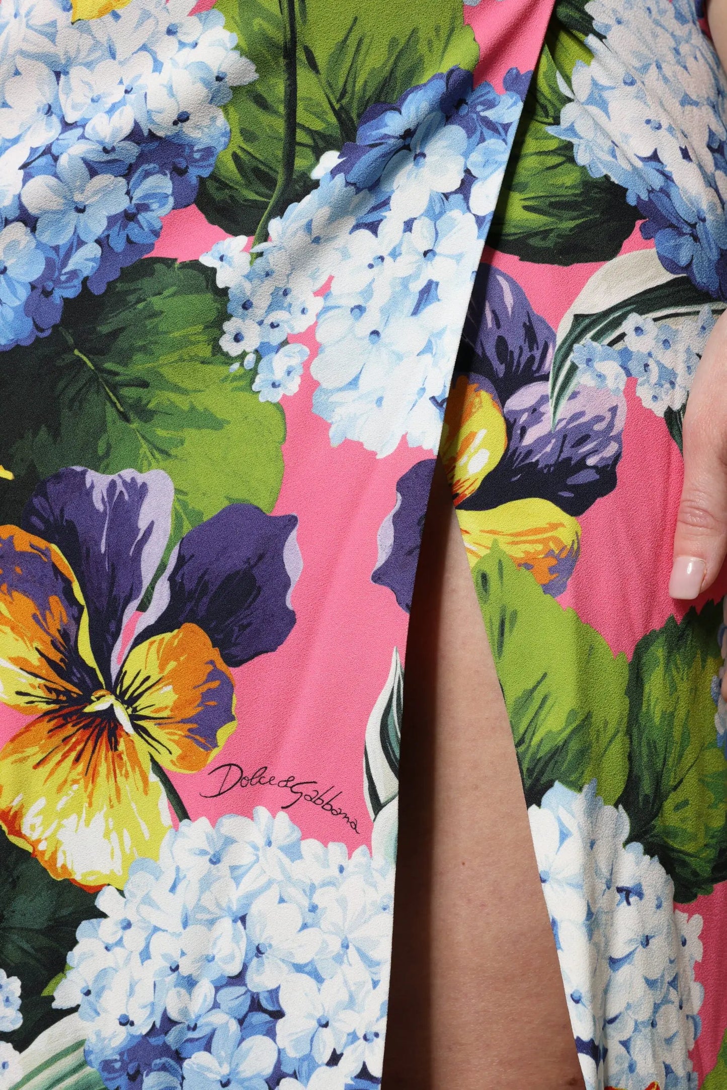 Dolce & Gabbana Multicolor Floral Side Slit Midi Dress by Dolce & Gabbana