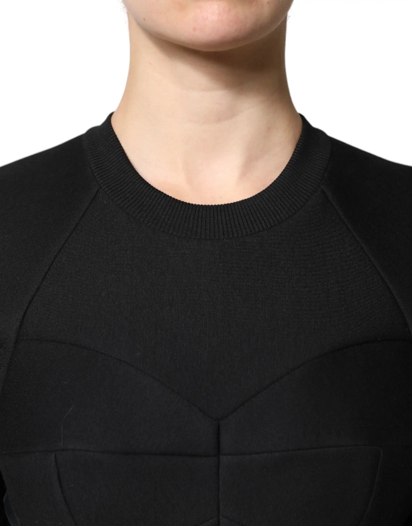 Dolce & Gabbana Black Cotton Long Sleeves A-line Mini Dress by Dolce & Gabbana