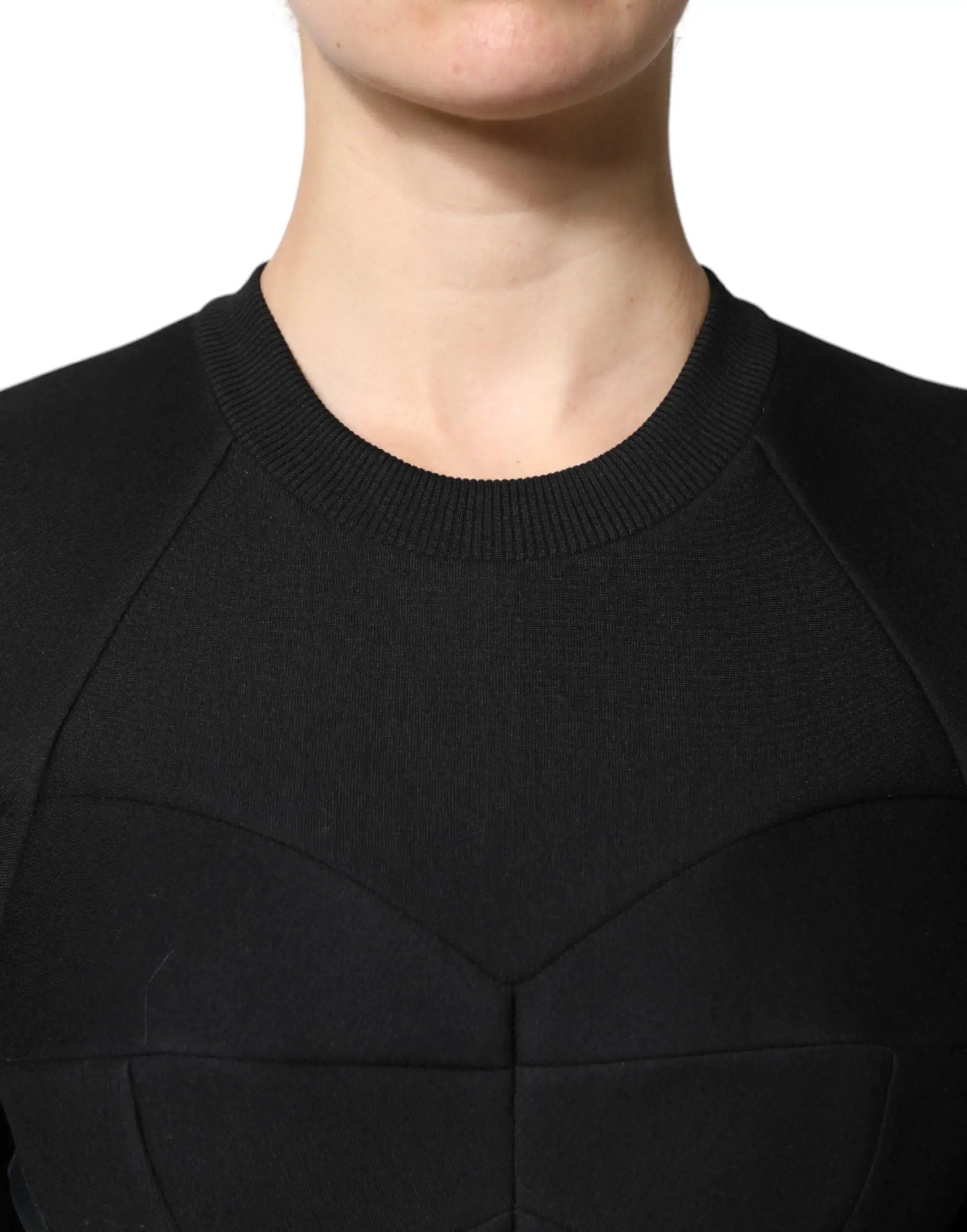 Dolce & Gabbana Black Cotton Long Sleeves A-line Mini Dress by Dolce & Gabbana