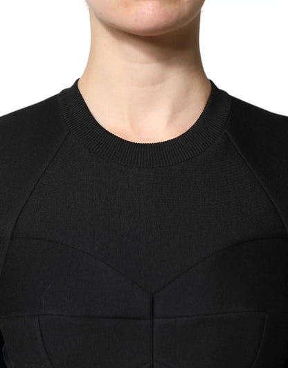 Dolce & Gabbana Black Cotton Long Sleeves A-line Mini Dress by Dolce & Gabbana
