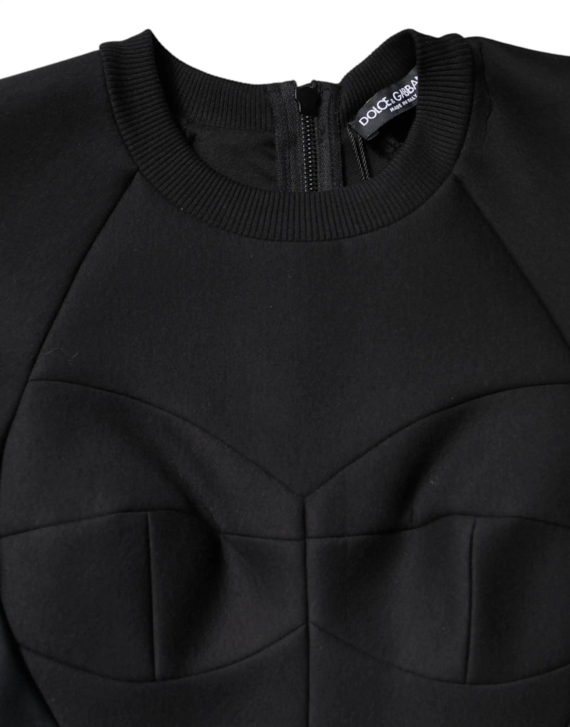 Dolce & Gabbana Black Cotton Long Sleeves A-line Mini Dress by Dolce & Gabbana
