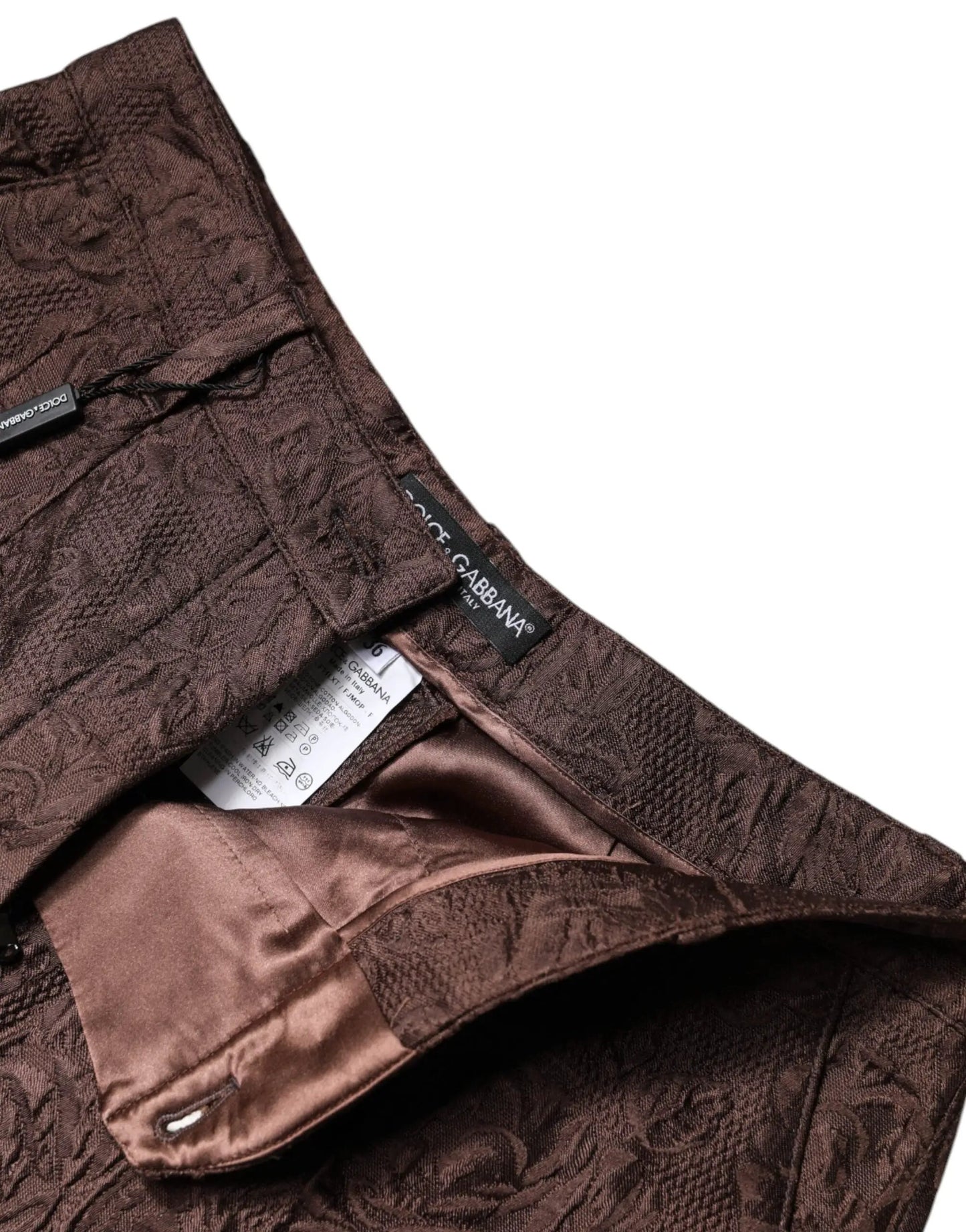 Dolce & Gabbana Brown Floral Brocade Mid Waist Mini Short by Dolce & Gabbana