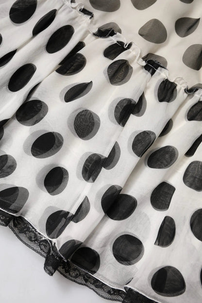 Dolce & Gabbana White Black Polka Dots Knee Length Skirt by Dolce & Gabbana