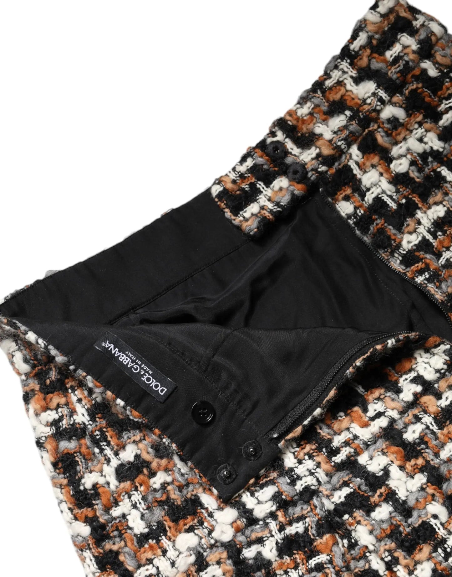 Dolce & Gabbana Multicolor High Waist Tartan Tweed Mini Skirt by Dolce & Gabbana