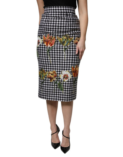 Dolce & Gabbana Multicolor Floral Print High Waist Pencil Cut Skirt by Dolce & Gabbana
