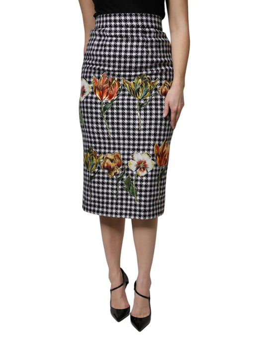 Dolce & Gabbana Multicolor Floral Print High Waist Pencil Cut Skirt by Dolce & Gabbana