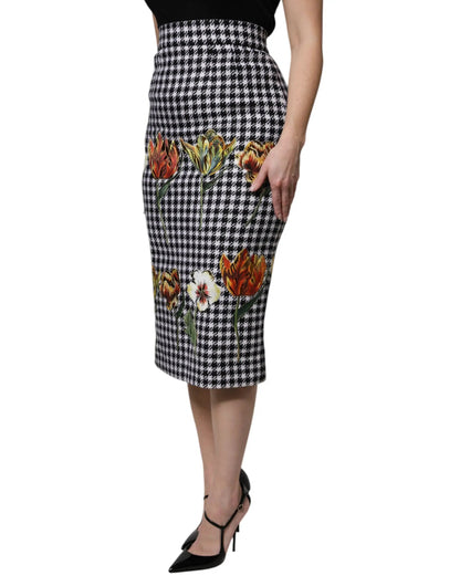 Dolce & Gabbana Multicolor Floral Print High Waist Pencil Cut Skirt by Dolce & Gabbana