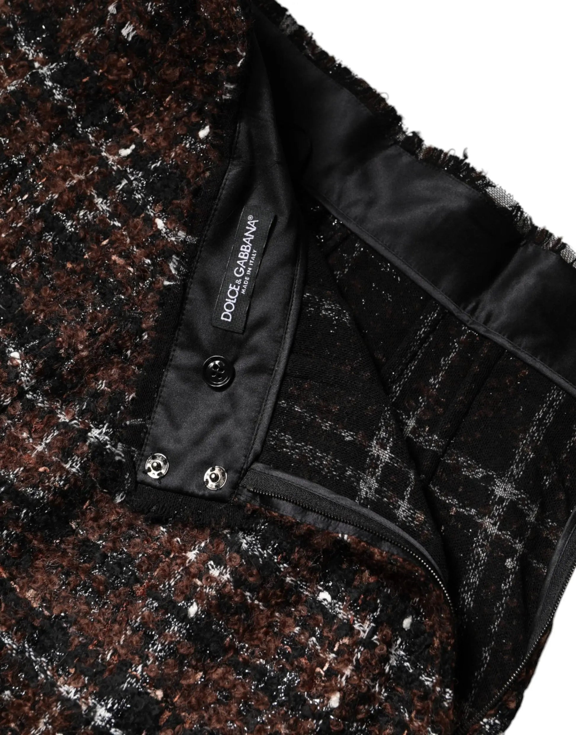 Dolce & Gabbana Multicolor High Waist Tartan Tweed Pencil Cut Skirt by Dolce & Gabbana