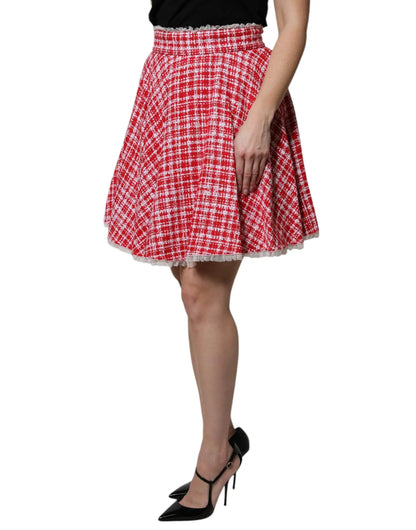 Dolce & Gabbana Red White High Waist A-line Above Knee Skirt by Dolce & Gabbana