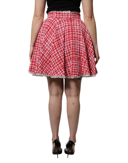 Dolce & Gabbana Red White High Waist A-line Above Knee Skirt by Dolce & Gabbana