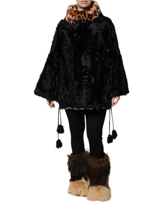 Dolce & Gabbana Black Lamb Fur Short Women Coat Jacket by Dolce & Gabbana