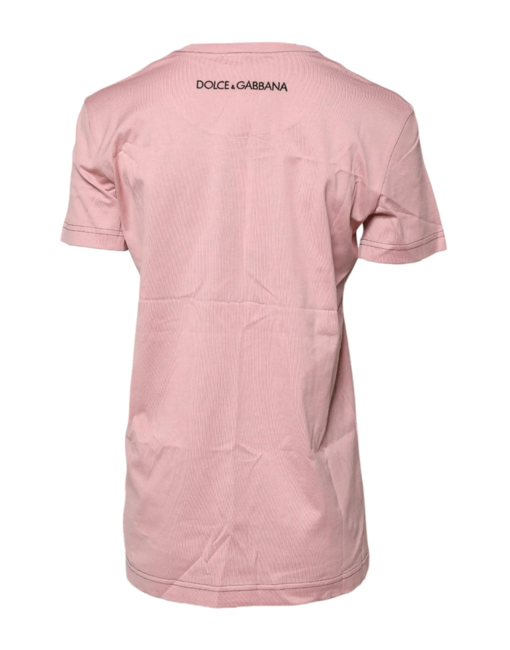 Dolce & Gabbana Pink Logo Print Cotton Crew Neck T-shirt by Dolce & Gabbana