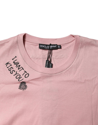 Dolce & Gabbana Pink Logo Print Cotton Crew Neck T-shirt by Dolce & Gabbana