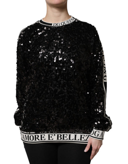 Pull Dolce & Gabbana femme DG Queen à sequins noir – TSH90082
